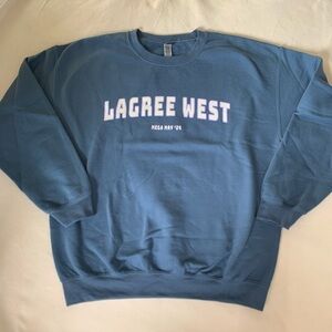 LAGREE WEST MEGA MAY 24 SWEATSHIRT IN BLUE SIZE LARGE